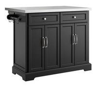 SoBuy | Desserte roulante pliable en noir | Desserte de cuisine à 4 roues | Ilot central de cuisine à 4 portes | 115.0x71.0x92.5 cm | Capacité de charge 78 kg | FKW71-II-SCH Noir