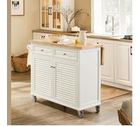 SoBuy FKW84-II-WN Desserte de Cuisine Roulant avec Plans de Travail Rabattable - 115x46-71x94 cm, Blanc
