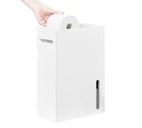 SoBuy Distributeur de Papier Toilette Support à Papier Meuble de Rangement Salle de Bain Armoire Porte-Papier Toilette, Fixé au Mur, Blanc, 14x30x42cm, BZR199-W