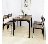 SoBuy Ensemble de 3 pièces table à manger avec 4 tabourets - set de table et 4 chaises - style industriel - pour cuisine salle à manger salon, OGT28-N + FST72-Nx4