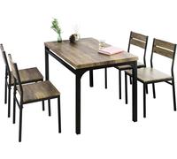 SoBuy Ensemble de 3 pièces table à manger avec 4 tabourets - set de table et 4 chaises - style industriel - pour cuisine, salle à manger, salon