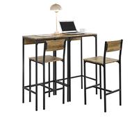 SoBuy OGT42-F Ensemble 2 Tables Hautes et 2 Chaises de Bar (4 pièces en total), Ensemble Marron