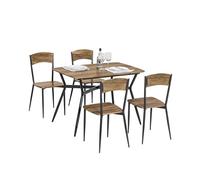 SoBuy Ensemble de Table à Manger et 4 Chaises Table de Cuisine Set de 5 Pièces pour Cuisine Salle à Manger Salon Cadre en Acier Table 110x70x76cm, Chaises 40x46x86cm OGT49-F