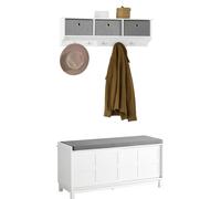 SoBuy Ensemble de vestiaires muraux Ensemble de meubles d'entrée Banc de chaussures avec assise Garde-robe d'entrée FSR86-W+FRG282-W
