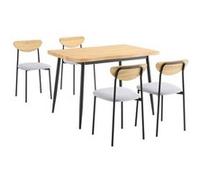 Sobuy Ensemble De Table À Manger 5 Pièces Avec Chaises Confortables, Table De Cuisine Compacte Pour Petits Espaces, Ensemble Table Et Chaises 4, Idéale Pour Salle À Manger, Cuisine, Salon Ogt52-N Marr