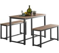 Sobuy Ensemble Table À Manger Et Bancs Ensemble De Table De Cuisine Avec 2 Bancs Pour Cuisine, Ogt25-N Multicolore