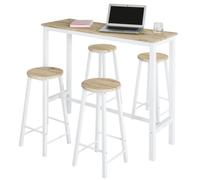 Sobuy Ensemble Table De Bar Bistrot + 4 Tabourets De Bar Avec Repose-Pieds Table Mange-Debout, Ogt22-Wn Multicolore