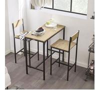 SoBuy Ensemble Table Haute + 2 Chaises Compact Gain de Place, MDF E1 & Métal, Idéal Petit Espace, OGT03-N