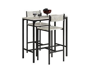 SoBuy Ensemble Table Haute de Cuisine 87 cm avec 2 tabourets de Bar - Meuble Bar Compact Mange Debout pour Petit Espace, Balcon, Salon ou Cuisine - Style Industriel Bois et métal OGT03-HG