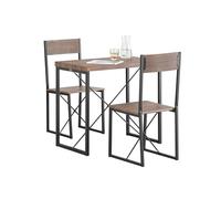 SoBuy Ensemble Table Haute de Cuisine avec 2 tabourets de Bar - Meuble Bar Compact Mange Debout pour Petit Espace, Balcon, Salon ou Cuisine - Style Industriel Bois et métal OGT19-N