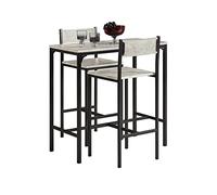 SoBuy Ensemble Table Haute de Cuisine, Compact & Industriel, 89x87x45cm | Meuble Bar Compact, charge table 50 kg/chaise 120 kg, facile à nettoyer, MDF/métal, cuisine & balcon & salon, OGT03-HG