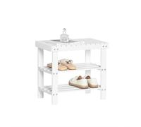 SoBuy Étagère à Chaussures en Bambou 50 cm Blanc, 2 Ans de Garantie, Charge maximale 90 kg, FSR02-K-W