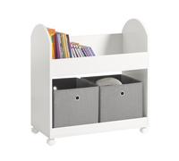 Sobuy Étagère De Rangement Roulantes Bibliothèque Pour Enfants Avec 2 Paniers Et 4 Roulettes, Kmb53-W Multicolore