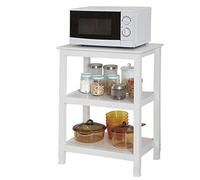 SoBuy Étagère de Rangement, Support pour Four à Micro-Ondes, Étagère de Cuisine avec 3 Niveaux, Blanc, 60 x 40 x 80 cm, FSB18-W