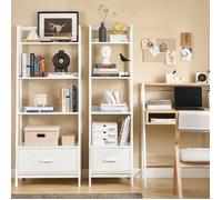 SoBuy Étagère Échelle avec 3 Niveaux et 1 Tiroir, Bibliothèque Murale pour Salon ou Bureau, Style Moderne, FRG116-K-W