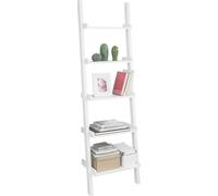 SoBuy Étagère moderne en bois à échelle avec cinq étagères, étagère murale FRG17-W