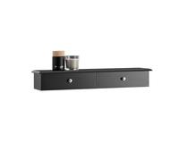 SoBuy Meuble d'entrée de rangement FRG43-SCH - Étagère murale 2 tiroirs Noir 64x15x10 cm