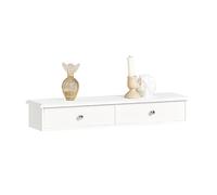 Sobuy® Frg43-W Meuble D¿Entrée De Rangement, Étagère Murale 2 Tiroirs, Armoire À Clés, Porte-Clés L63,5xp13,5xh10cm -Blanc Blanc
