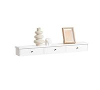 SoBuy Etagere Murale avec 3 Tiroirs - Étagère Flottante Moderne pour Entrée, Salon, Cuisine & Chambre - Blanc 94x15x10cm FRG43-L-W