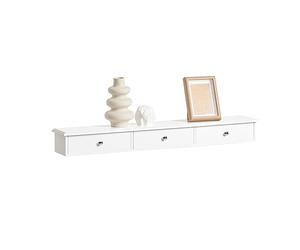SoBuy Etagere Murale avec 3 Tiroirs - Étagère Flottante Moderne pour Entrée, Salon, Cuisine & Chambre - Blanc 94x15x10cm FRG43-L-W