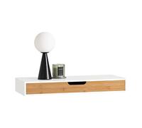 SoBuy Étagère Murale avec Tiroir - Étagère Flottante Moderne pour Entrée, Salon, Cuisine & Chambre - Blanc & Nature 60x24x8cm FRG93-WN