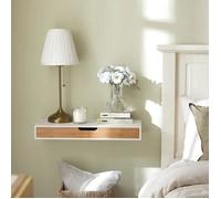 SoBuy Étagère Murale avec Tiroir Étagère Flottante Moderne pour Entrée Salon Cuisine Chambre Blanc & Nature 60x24x8 cm