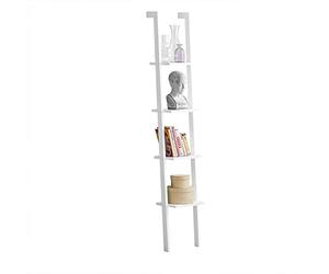 SoBuy Etagere Murale Bibliotheque Murale 4 Niveaux Etagere Chambre Etagere Bibliotheque Bibliothèques pour Salon Etatere Echelle Blanc 33x32x181 cm FRG15-W