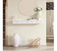 SoBuy® FRG43-L-W Étagère Murale 3 Tiroirs Armoire à Clés Porte-clés Meuble dEntrée de Rangement L93cm x P15cm x H10cm - Blanc Blanc