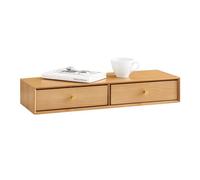 SoBuy Étagère Murale Flottante avec 2 tiroirs, pour Chambre, entrée & Salon, hêtre Massif, L60 × P20 × H10 cm, Naturel, FHK37-N
