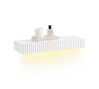 SoBuy Étagère Murale Flottante avec tiroir & éclairage LED à détecteur de Mouvement, pour Chambre, entrée & Salon, à Piles, L60 × P20 × H8 cm, Blanc, FHK38-W