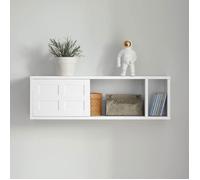 SoBuy Étagère Murale Meuble de Rangement Salon Mural Meuble Cuisine - Meuble d'Entrée - 2 Portes Coulissantes, Rangement Caché - pour Entrée, Cuisine, Salon, Salle de Bain - Blanc 75x20x23 cm FHK18-W