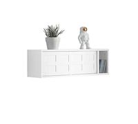 SoBuy Étagère Murale Meuble de Rangement Salon Mural Meuble Cuisine - Meuble d'Entrée - 2 Portes Coulissantes, Rangement Caché - pour Entrée, Cuisine, Salon, Salle de Bain - Blanc 75x20x23 cm FHK18-W