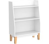 SoBuy Étagère pour enfants avec 3 compartiments, bibliothèque, étagère pour enfants, étagère sur pied avec pieds en bois massif, blanc LHP env. 60x80x25cm