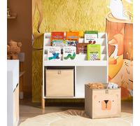 SoBuy Étagère pour enfants avec 4 compartiments Bibliothèque Étagère de rangement pour enfants Étagère sur pied blanche LHT env. 65x70x30cm KMB115-W