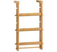 SoBuy Étagère Suspendue pour Réfrigérateur, 3 Niveaux Réglables en Bambou avec Ventouses