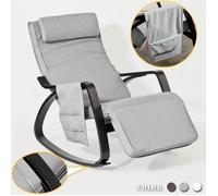SoBuy Fauteuil à Bascule Relax avec Repose-Pieds et Appui-tête Réglables, Chaise Rocking Chair Gris pour Intérieur/Extérieur