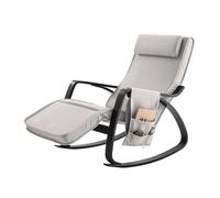 SoBuy Fauteuil a Bascule, Relax Rocking Chair, Chaise a Bascule avec Repose-Pieds, Appui-tête réglables et Poche latérale, Gris FST20-HG