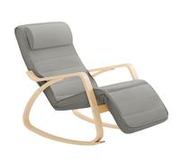 SoBuy Fauteuil a Bascule, Relax Rocking Chair, Chaise a Bascule avec Repose-Pieds et Appui-tête réglables, Gris FST16-DG