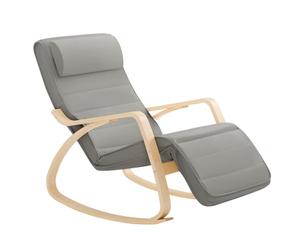 SoBuy Fauteuil a Bascule, Relax Rocking Chair, Chaise a Bascule avec Repose-Pieds et Appui-tête réglables, Gris FST16-DG