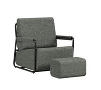 SoBuy Fauteuil Relax avec Repose-Pieds, Mousse 30D 67x74x78cm, Confortable | Fauteuil salon large, tissu flanelle doux et structure stable pour salon, chambre et petits espaces, gris, FST99-DG