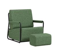 SoBuy Fauteuil Relax avec Repose-Pieds, Mousse 30D 67x74x78cm, Confortable | Fauteuil salon large, tissu flanelle doux et structure stable pour salon, chambre et petits espaces, vert, FST99-SY-1