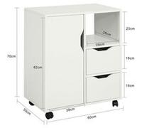 SoBuy FBT105-W Support Imprimante Roulant Organiseur Bureau Mobile Caisson avec Tiroirs et Blanc G