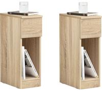 SoBuy FBT111-Nx2 Ensemble de 2 tables de nuit avec tiroir Table de salon 2 pièces Table d'appoint étroite Table de chevet Naturel LHT environ : 20x60x35cm