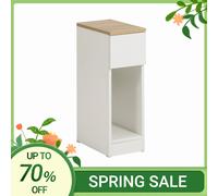 Table de Chevet Étroite SoBuy - 20×35×60 cm, Tiroir Coulissant + Étagère, MDF + PB E1, Blanc/Naturel, Chambre/Salon