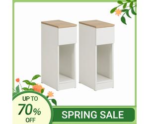 SoBuy FBT111x2 Table de chevet 2 jeux avec tiroir pour boîte lit à ressorts canapé table 2 pièces table d'appoint table de chevet étroite noir