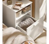 SoBuy FBT112-W Table de Chevet, Table de Nuit, Bout de Canapé, Table d'Appoint avec 1 Blanc G