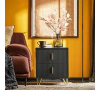 SoBuy Table de chevet FBT115-SCH – 2 tiroirs, table d'appoint moderne – Noir 40 x 40 x 47 cm