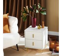 SoBuy Table de Chevet Moderne avec 2 Tiroirs, Table de Nuit et Table d'Appoint Rangement, pour Chambre, Salon, Blanc, 40x40x47cm