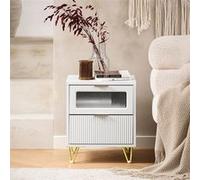 SoBuy FBT123-W Table de chevet avec 2 tiroirs Table de Nuit Bout de canapé Table Téléphone Table de Café Table de Lit Table Basse Blanc G