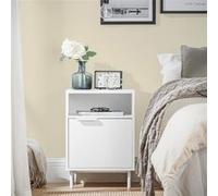 SoBuy FBT124-W Table de Chevet, Table de Nuit, Table d'Appoint, Bout de Canapé avec 1 Porte pour Salon, Chambre, Convient pour Tout Lit Et Toute Chambre, Blanc Blanc G